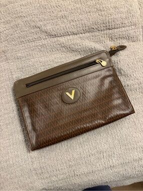 Vintage Mario Valentino Brown Patterned Clutch purse